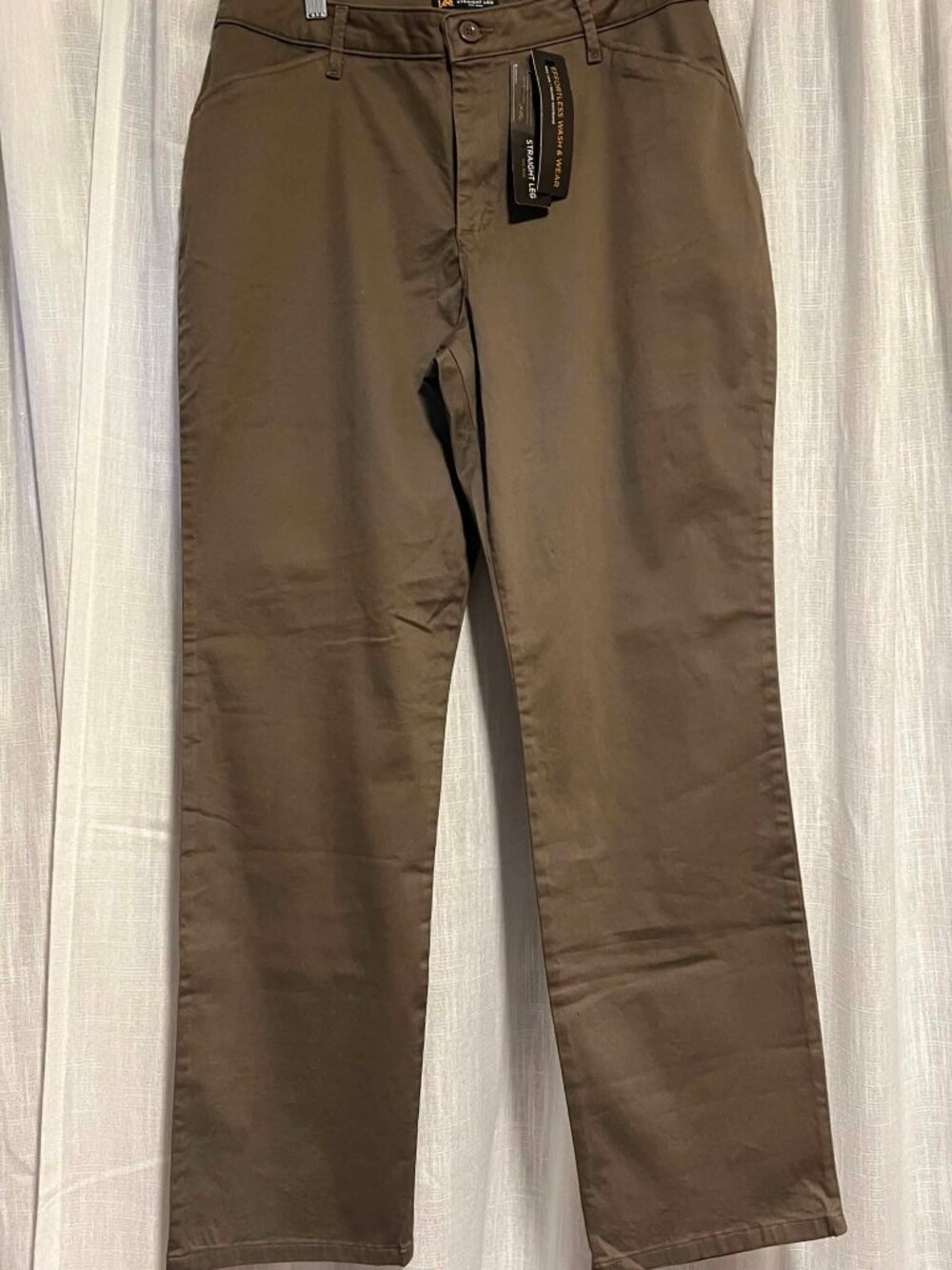 Lee Straight Leg Mid Rise Pants Wrinkle Free "Deep Green" Size 10
